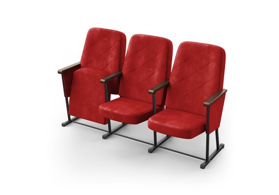 Кресло Аэро (3 секции, красный цвет), Стойка: 314 (без крепления к полу) 