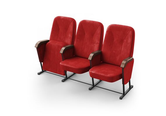 Кресло Соло (3 секции, красный цвет), Стойка: 313 (без крепления к полу) 