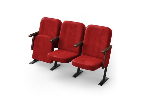 Кресло Соната (3 секции, красный цвет), Стойка: 107 (с креплением к полу) 