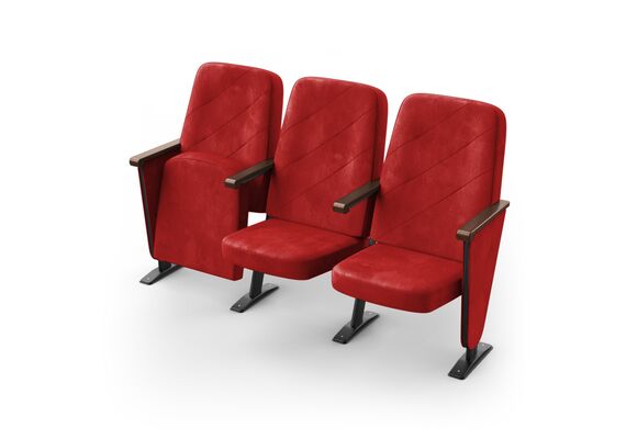 Кресло Аэро (3 секции, красный цвет), Стойка: 110 (с креплением к полу) 