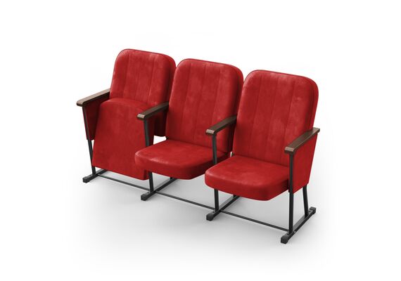 Кресло Соната (3 секции, красный цвет), Стойка: 314 (без крепления к полу) 