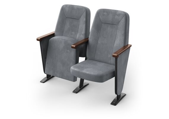 Кресло Браво (2 секции, серый цвет), Стойка: 110 (с креплением к полу) 