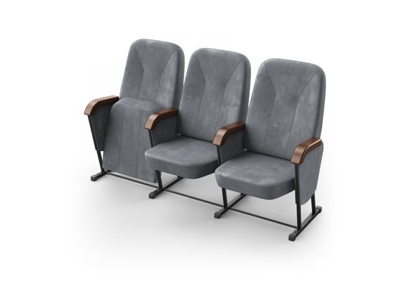 Кресло Соло (3 секции, серый цвет), Стойка: 313 (без крепления к полу) 