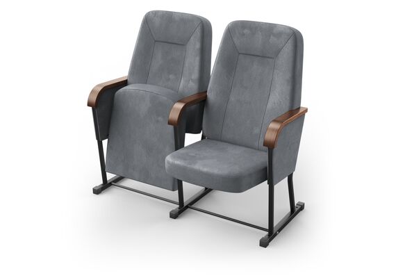 Кресло Браво (2 секции, серый цвет), Стойка: 306 (без крепления к полу) 