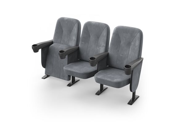 Кресло Соло (3 секции, серый цвет), Стойка: 111 (с креплением к полу) 