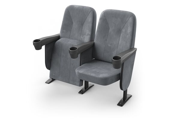 Кресло Соло (2 секции, серый цвет), Стойка: 111 (с креплением к полу) 