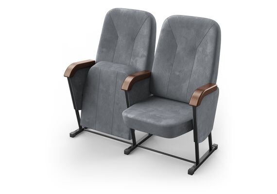 Кресло Соло (2 секции, серый цвет), Стойка: 313 (без крепления к полу) 