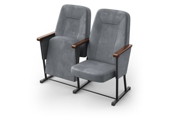 Кресло Браво (2 секции, серый цвет), Стойка: 314 (без крепления к полу) 