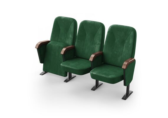 Крісло Соло (3 секції, зелений колір), Стійка: 109 (з кріпленням до підлоги) 