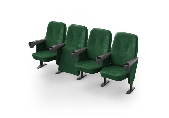 Крісло Соло (4 секції, зелений колір), Стійка: 111 (з кріпленням до підлоги) 