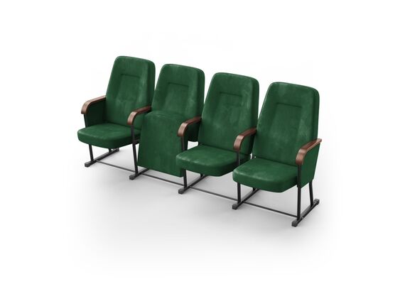 Кресло Скай (4 секции, зеленый цвет), Стойка: 306 (без крепления к полу) 