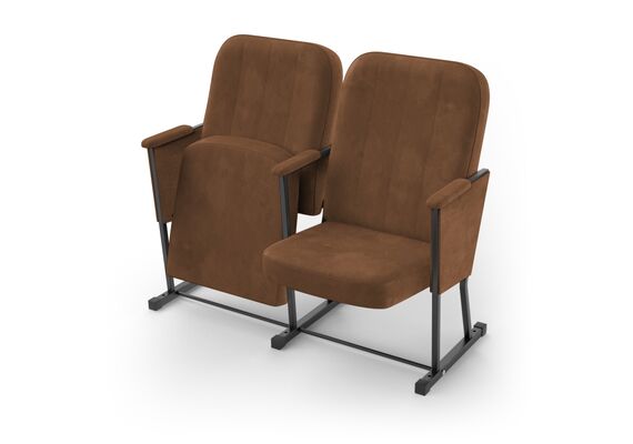 Кресло Соната (2 секции, коричневый цвет), Стойка: 314 FA (без крепления к полу) 