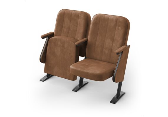 Кресло Соната (2 секции, коричневый цвет), Стойка: 102 FA (с креплением к полу) 