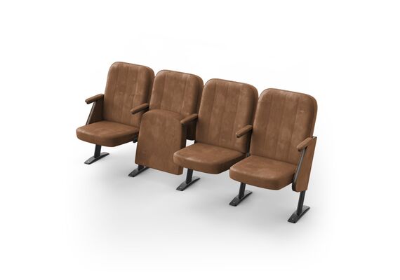 Кресло Соната (4 секции, коричневый цвет), Стойка: 102 FA (с креплением к полу) 