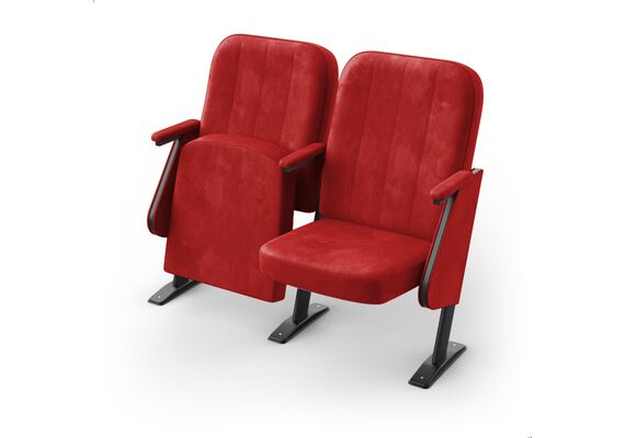 Кресло Соната (2 секции, красный цвет), Стойка: 102 FA (с креплением к полу) 