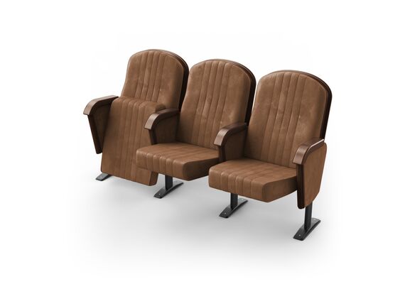 Кресло Мадрид (3 секции, коричневый цвет), Стойка: 120 (с креплением к полу) 