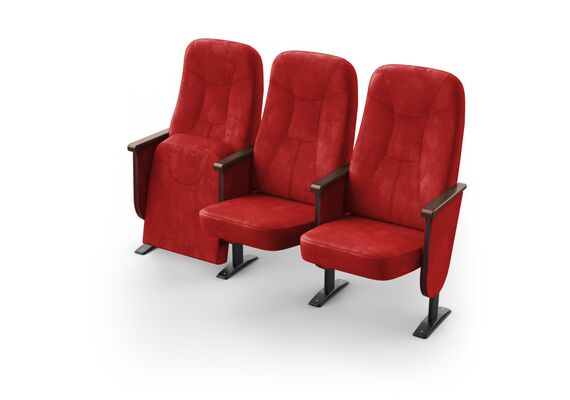 Крісло Парламент (3 секції, червоний колір), Стійка: 101 (з кріпленням до підлоги) 