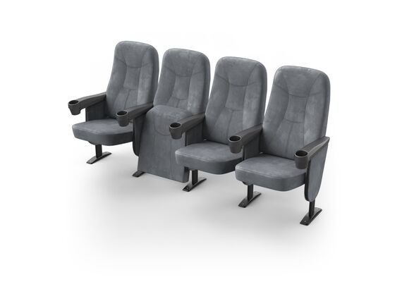 Кресло Парламент (4 секции, серый цвет), Стойка: 111 (с креплением к полу) 