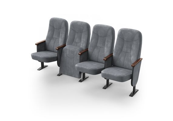 Крісло Парламент (4 секції, сірий колір), Стійка: 101 (з кріпленням до підлоги) 