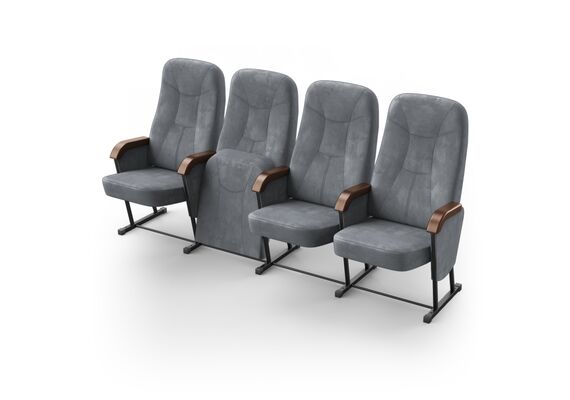 Кресло Парламент (4 секции, серый цвет), Стойка: 313 (без крепления к полу) 