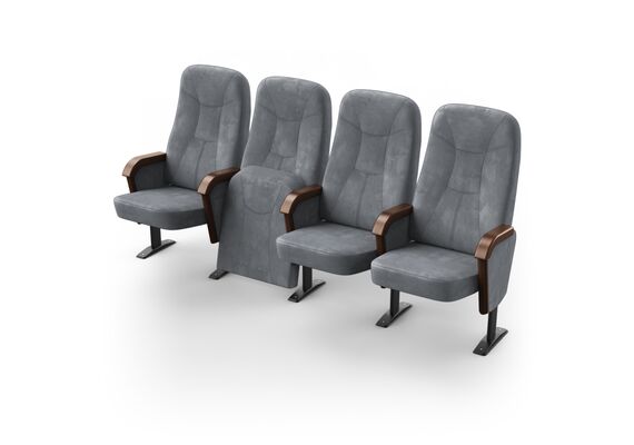 Кресло Парламент (4 секции, серый цвет), Стойка: 120 (с креплением к полу) 