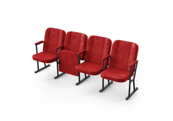 Крісло Алегро (4 секції, червоний колір), Стійка: 115 FA (з кріпленням до підлоги), Фальшпанель на бічних стійках: Немає 