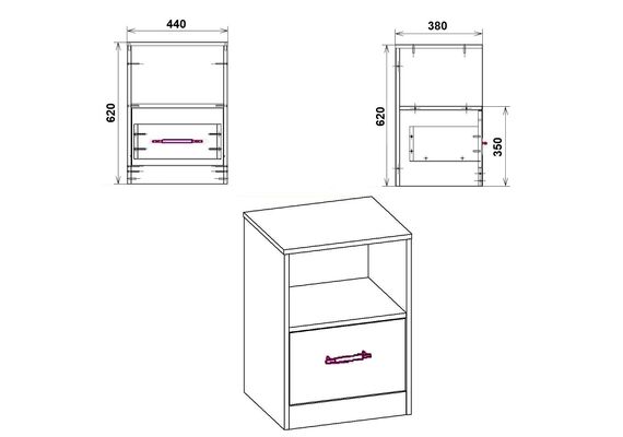 Тумба приліжкова ПКТ-6, Колір: Дуб Крафт золотий - фото 3