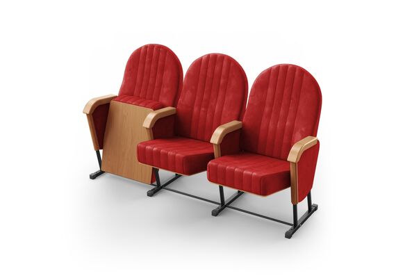 Кресло Барселона (3 секции, красный цвет), Стойка: 311 (без крепления к полу) 