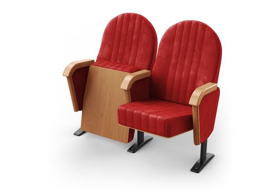 Кресло Барселона (2 секции, красный цвет), Стойка: 120 (с креплением к полу) 