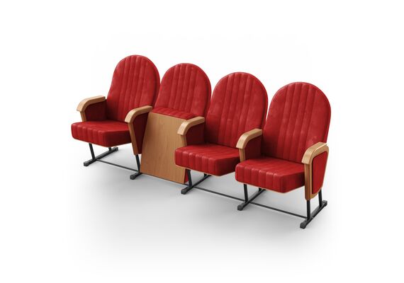 Кресло Барселона (4 секции, красный цвет), Стойка: 312 (без крепления к полу) 