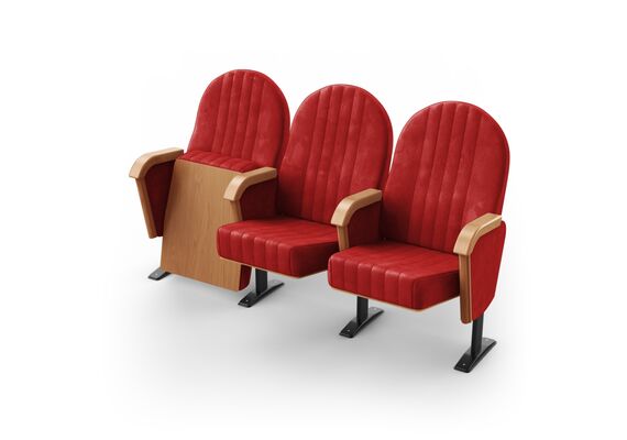 Кресло Барселона (3 секции, красный цвет), Стойка: 120 (с креплением к полу) 