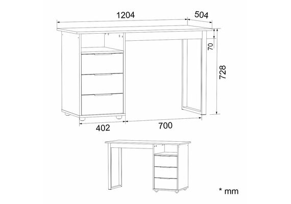Стол письменный Лофт - 8, Цвет столешницы: Нимфея Альба - фото 4