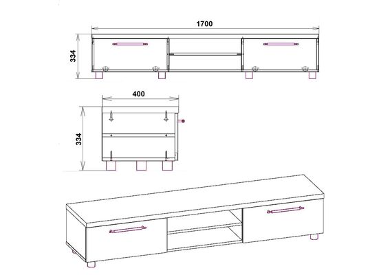 Тумба під телевізор МГ-2 ТВ-1, Колір: Дуб Крафт золотий - фото 3