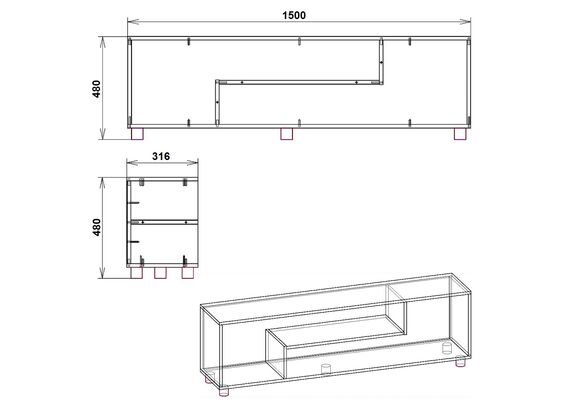 Тумба під телевізор МГ-4 ТВ-2, Колір: Бук - фото 3