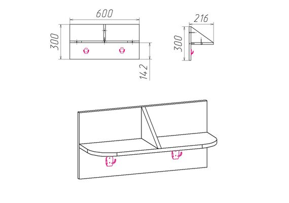 Вішалка настінна В-2, Колір: Дуб сонома - фото 4