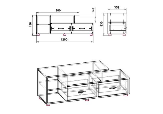 Тумба під телевізор Вінниця, Колір: Німфея Альба - фото 3