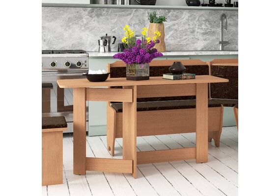 Стіл обідній розкладний - 6, Колір стільниці: Горіх - фото 3