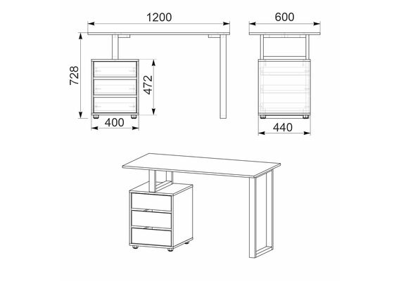 Стіл письмовий Лофт - 2, Колір стільниці: Венге - фото 3