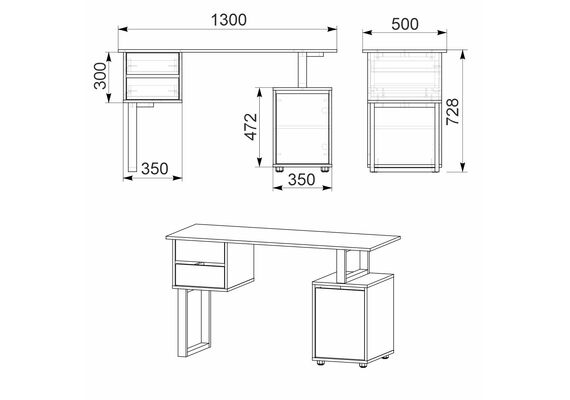 Стіл письмовий Лофт - 4, Колір стільниці: Горіх - фото 3
