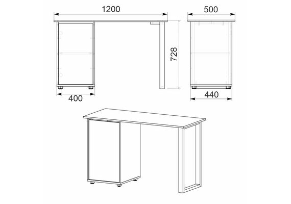 Стол письменный Лофт - 5, Цвет столешницы: Ольха - фото 3