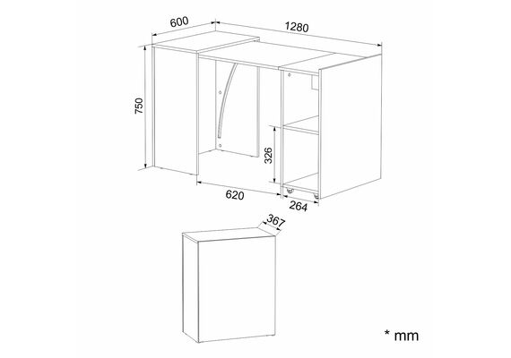 Стол-трансформер - 1, Цвет столешницы: Дуб сонома - фото 6