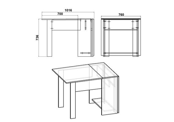 Стіл-книжка - 1, Колір стільниці: Вільха - фото 4