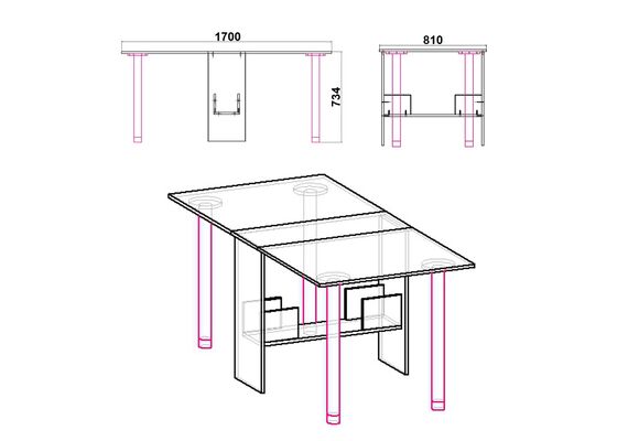 Стіл-книжка - 2, Колір стільниці: Яблуня - фото 3