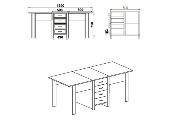 Стіл-книжка - 3, Колір стільниці: Дуб сонома - фото 3
