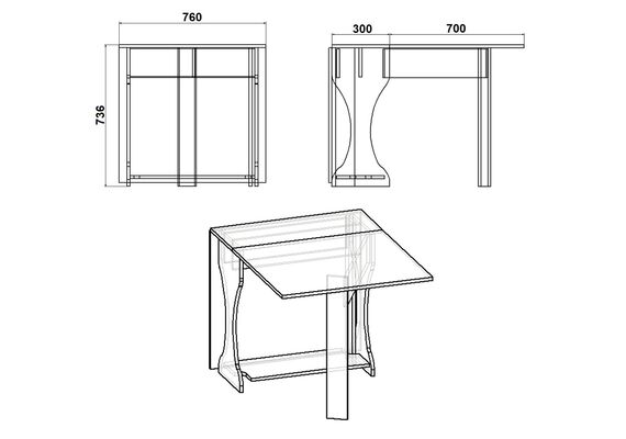 Стол-книжка - 4, Цвет столешницы: Венге - фото 3