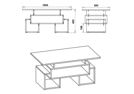 Стіл журнальний Тандем, Колір стільниці: Ательє світлий - фото 3