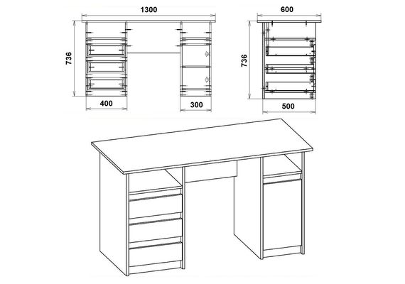 Стол письменный Декан-2, Цвет столешницы: Дуб сонома комби - фото 3