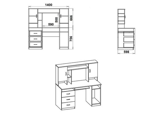 Стіл комп'ютерний Менеджер, Колір стільниці: Горіх - фото 3