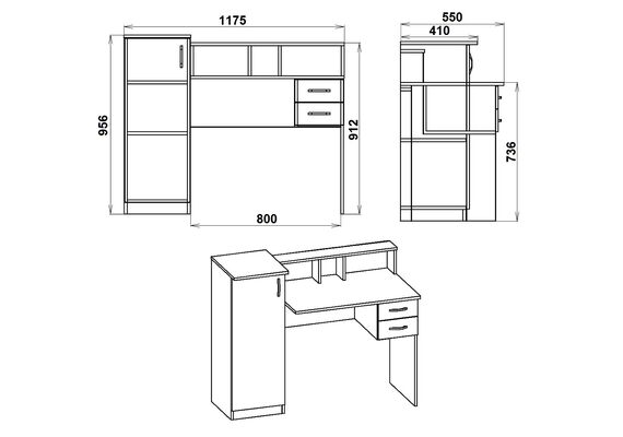 Стіл комп'ютерний Пі-Пі-1, Колір стільниці: Яблуня - фото 3
