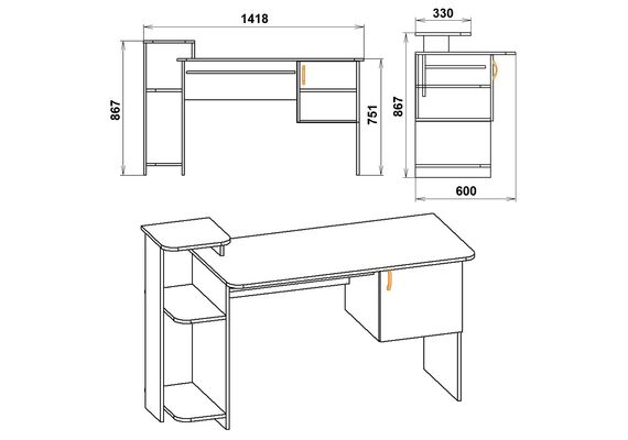 Стол компьютерный СКМ-3, Цвет столешницы: Яблоня - фото 3